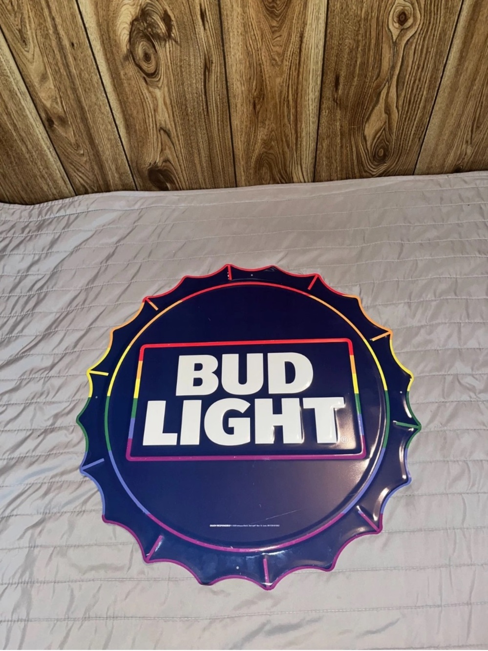 Budlight Pride Metal Sign Bottle Cap Rainbow 23x23